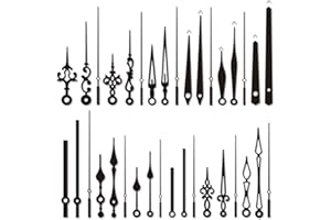 NOKDAL 12 Stili Lancette di Orologio in Alluminio Ricambio Orologio da Parete al Quarzo Lancette per Orologio da Parete Lunghe Lancette Senza Ticchettio Sostituzione di Parti di Riparazione DIY(Nero)