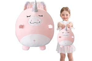 NTGFU Unicorn Plush Pig Pillow, 11.8inch Cute Pink Pig Birthday Plush Toys, Kawaii Soft Plushies Huggable Toy Stuffed Animal Gifts for Girls Kids