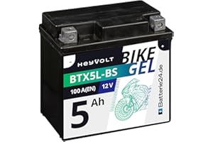 ‎BATTERIE24.DE Batterie24.de HeyVolt GEL Motorradbatterie 12V 5Ah Rollerbatterie BTX5L-BS YTX5L-BS CTX5L-BS 50412 GTX5L-BS