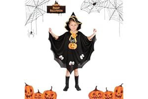 23GUANYI Disfraz Murcielago Niña,Capa Negra,Disfraz Halloween Niño,Disfraz Murcielago Niño,Capa Vampiro Niño con Halloween Niño para Fiesta Carnaval Cosplay