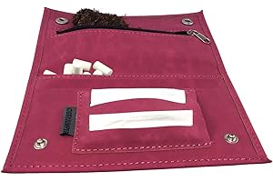 Ciggy Jumper Sac à tabac Pochettes à tabac à rouler en cuir souple avec compartiments pratiques pour : filtres, papiers à rouler de illes et plus légers 2.) Rose Double