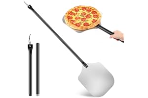 QOUBNIC Pala para Pizza, 43 x 30 cm Aluminio Pala Pizzas Horno, Superficie Grande Non-Slip, Pala para Pizza con Resistente al Calor, Mango Largo