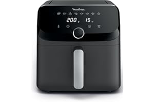 Moulinex Easy Fry Mega, Friggitrice ad Aria, Capacità Extra-Large 7.5 L, Fino a 8 Persone, 8 Programmi Preimpostati, Dimensioni Compatte, App con Ricette, Lavabile in Lavastoviglie, EZ855H, nera