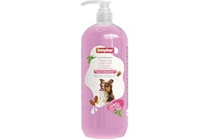 BEAPHAR – Shampooing Essentiel Pelage Long pour Chien – Extra-Doux – Pelage Brillant – Anti-Noeuds – Contient Huile d'Amande et Aloe Vera – sans parabène ni Silicone – pH Neutre – Produit Vegan – 1L