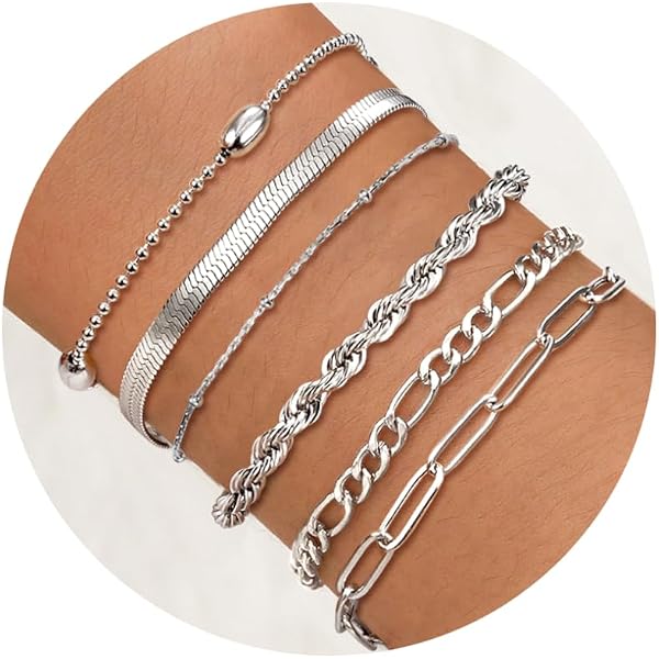 Gold Armband Set Für Damen, 6 Stück Stapelbares Armband
