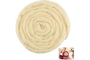 THKO Felting Wool, 100 g Filling Wool in Ecru for Felting and Craft Projects, Soft High-Quality Wool, Ideal for DIY Crafts Decorations and Textile Creative Work
