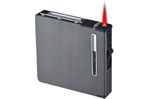 CAM2 Papierośnica z zapalniczką, wyrzut samochodowy, pomieści 20 papierosów, eleganckie wzornictwo, z elektroniczną zapalniczką, możliwość ładowania (czarny drut)