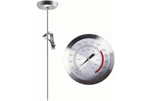 OUCONGK Termometro Cocina, Termómetro para Freír con Lectura Instantánea, Termometro Horno Leña con Pinza, Termometro Carne, Pantalla HD, para Horno, Parrilla, Barbacoa, Bistec, Leche, Café