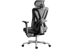 Hbada P5 Chaise de Bureau Ergonomique Fauteuil de Bureau - Soutien Lombaire 2D Réglable, Appui-Tête et Accoudoirs Réglables, Inclinaison 135°, Noir avec Repose-Pieds
