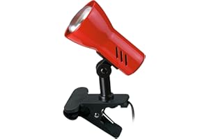 BRILONER - Lámpara de mesita de noche, lámpara de escritorio, lámpara de mesa, lámpara de lectura, abrazadera de libro, lámpara giratoria, interruptor de cable, color rojo, 10,8 cm, rojo