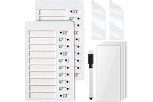 BETTERJONNY 2 Pcs to Do List Checklist Board, Chores Chart for Kids Adults Routine Chart for Children, to Do Board for Wall Fridge Kitchen, to Do List Planner with 2 Adhesive, 1 Pen and 4 Erasable Paper