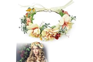 BUENTYA Couronne Fleur Cheveux Réglable en Tissu Bandeau de Mariage Femmes Couronne Fleurs Bandeaux Floral Guirlande Couronne de Mariée pour Decorative Mariage Demoiselle d'Honneur, Plage(Jaune)