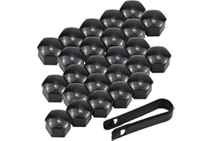 NATUCE 20 Stück 17mm Universal Kunststoff Radmuttern Kappen, Rad Mutter Cap Reifen Mutter Covers, Radschrauben Nut Abdeckkappe Schraube Auto Radkappen mit Entfernung Werkzeug für Autos, Schwarz