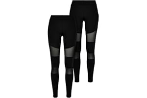 Urban Classics Damskie legginsy Tech Mesh 2 pary, czarne + czarne, 4XL