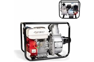 JHONSORR GERMANY DESIGN JHONSORR Motopompa a scoppio motore a benzina 4 tempi autoadescante (60.000 l/h, 6,5 CV, 3 Pollici Raccordo, 30m Altezza massima dell'acqua, 7m Altezza di aspirazione, Avviatore a strappo)