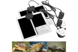PeSandy 2PCS Reptile Heating Mat with Temperature Adjustment, 5W Non-Adhesive Heat Pad for Reptiles Tortoise Snakes Lizard Gecko Hermit Crab Amphibians - Removable Under Tank Heat Pad (5.9x5.5 inch)