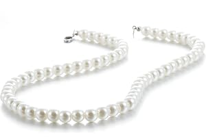 AFSTALR Pärlhalsband för män, imitationspärlor, 6/8 mm vit pärlhals, kort rund pärla choker pärla julklapp smycken längd 40–6