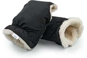DANKA® Handwärmer Kinderwagen Handschuhe Handmuff mit warme Fleece und Baumwolle Innenseite Wasserdicht und Winddicht Stroller Handmuff Universalgröße für Kinderwagen, Buggy (Schwarz)