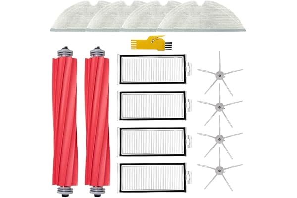 Laimaiou Kit d'accessoires pour Roborock Q7 Max+ Q7 Max Q7+ Q7 Robot Aspirateur Pièces de rechange 14 Packs 2 Brosses principales & 4 Filtres & 4 Brosses latérales & 4 Balais à franges