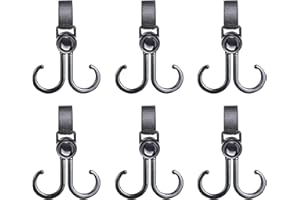 MEMOFYND 6 ganchos para cochecito de bebé, accesorios para cochecito, ganchos universales, ganchos dobles para cochecitos, adecuados para bolsas de pañales, bolsos (negro)