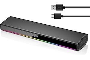 havit PC-Lautsprecher, 20 W Bluetooth V5.3 Computer-Soundbar mit 3D-Surround, HiFi-Stereo, USB-betriebener RGB-beleuchteter Monitor-Lautsprecher für Desktop, Laptop