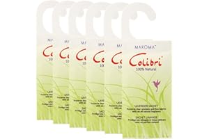 PRISTINE Moth Repellent for Wardrobes - Colibri Moth Sachets - 6 Hanging Colibri Lavender Moth Sachets - Wardrobe Freshener & Natural Anti Moth