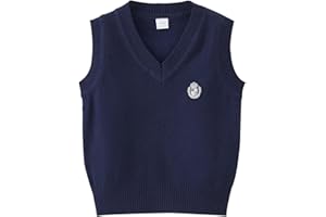 JiAmy Kids Knitted Tank Top Jumper, Knitwear Jumper V-Neck Sleeveless Sweater Vest for Boys and Girls Toddler Casual Pullover