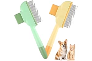 Hpmjz 2 Stück Fellbürste Katze Katzenbürste Selbstreinigender Flohkamm Selbstreinigende Haustierbürste mit Auslöseknopf Edelstahl-Metallzahnkamm für Hunde Reinigung Von Losem Verknotetem Fell
