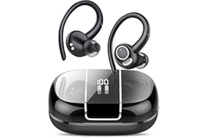 VKROBAG Auriculares Inalambricos Deportivos,48H Auriculares Bluetooth 5.3 HiFi Estéreo, con Reducción de Ruido CVC8.0,Cascos Inalambricos Bluetooth con Gancho, IPX7 Impermeable Running Auriculares