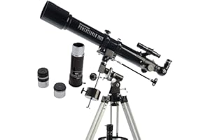Celestron 21037 PowerSeeker 70EQ Refractor Telescope - includes Two Eyepieces, Erect Image Diagonal, 3x Barlow Lens, Height-adjustable Tripod and Deluxe Accessory Tray, Black