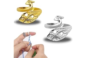 TASHCE 2 Pezzi Accessori per Maglieria ad Anello Regolabile per Maglia all'Uncinetto - Guide per Le Dita all'Uncinetto,Anello Phoenix Peacock per Una Lavorazione a Maglia più Veloce