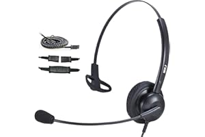 MKJ Casque avec microphone antibruit filaire RJ9 Centre d'appel pour téléphone de bureau Casque pour Avaya 1408 5620 9508 Polycom Aastra 6753i Gigaset Alcatel Fanvil
