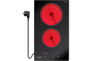 magicplux Plaque Vitrocéramique 2 Zones, 3400W, 29,5cm, 9 Niveaux de Puissance, Commande Tactile, Verrouillage Enfants, Minuteur 1-99 Min, Geeignet für Alle Töpfe, Zones Duales, avec Fiche