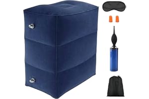 jiuzcare Reposapiés Inflable 3 Capas Almohadas de Pie Viaje Hinchable para Pierna Altura Ajustable Cojín Repos-Apiés d'avión Accesorio Multiusos para Niños y Adultos para Tren Avións Oficina, Tibetano
