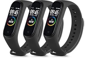 SUNDEER ATOO 3× Cinturino per Xiaomi Mi Smart Band 4 Bracciale E Xiaomi Mi Band 3, Silicone (Nero)