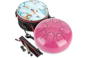 JAVIK Steel Tongue Drum 6 Inch 8 Notes: Hand Pan Drum Sound Healing Instruments C Key - Percussion Instrument with Mallets, Bag, Finger Cover, Music Book for Meditation Yoga Musical Education