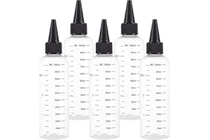 Yudobliss Quetschflasche, 5 Stück 100ml Transparent Squeeze Flasche mit Skala, Applikator Flasche Haare, Abgestufte Quetsch Dosierflaschen, Für Öle, Lotion, Gele(Schwarzer)
