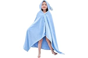 Hilmocho Kinder Badetuch mit Kapuze Junge Mädchen Kapuzendecke Poncho Weich Warm Korallenvlies Baby Schwimmen Handtuch, 140x70CM