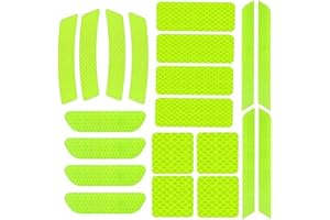 Zeayebsr 20 pezzi di adesivi catarifrangenti, set di adesivi catarifrangenti con pellicola riflettente autoadesiva per promemoria di sicurezza durante la guida notturna, bicicletta (giallo)