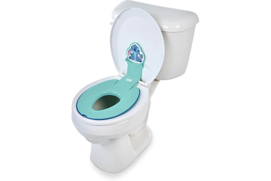 Bright Starts Disney Baby Stitch Flip & Sit Potty, Attaches to Toilet Securely, Space Saving Design Fits Most Toilets, Easy to Clean