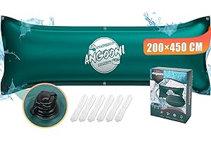 Angooni Poolkissen Winter 200 x 450 cm XXL (für 320-750 x 550-860 cm Pools) | Luftkissen Pool mit Doppelnaht zur Poolabdeckung | Pool Kissen für den Winter mit Boston Dual-Inflation Ventil | Grüner