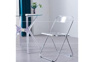 Willonin Folding Chair Chaise Pliante,Chaise De Salle À Manger À La Maison,Chaise Pliante en Acrylique À Dossier Transparent,Tabouret Photo- 46 * 46 * 75 cm (Blanc/1)