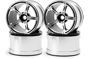 ZUOLAN XUNJIAJIE Pack of 4 Aluminium Alloy 2.2 Inch RC Rim Rim Rings Beadlock Wheel Rim for 1/10th RC Crawler Axial Wraith Model Car (Silver + Black)