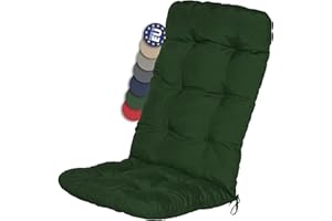 Beautissu Coussin Exterieur Jardin Flair HL - Coussin Chaise Jardin pour Chaise, Fauteuil ou transat de Jardin, terrasse ou Balcon - 120x50x8cm - Dossier Haut - Vert foncé