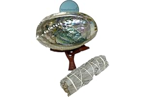 NessaStores 3 pc Sage Smudge Kit with 4" White Sage, 4"-5" Abalone Shell, & 4" Tripod Stand | All Natural for Home Cleansing, Stress Relief, Meditation, and Removing Negative Energy. JC-211-D