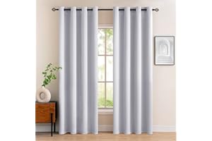 MIULEE Tende Oscuranti per Interni 2 Pezzi, Tenda Grigio Bianco Moderna per Soggiorno, Tenda Oscurante Finestra Camera da Letto Salotto, Tende Termiche Isolanti per Interni con Anelli, 2X 140x260 CM