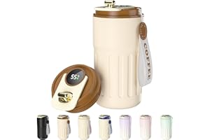 Homealexa Gobelet Café Affichage Numérique - Bouteille Isotherme 410 ml en Acier inoxydable 316 avec Couvercle Isolation sous Vide anti-Fuite Café