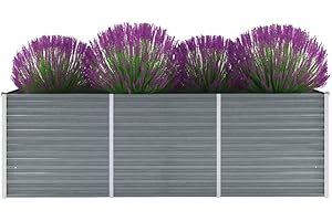 Myheimly Garten-Hochbeet Verzinkter Stahl Gartenbeet Pflanzbeet Frühbeet 240x80x77 cm Grau