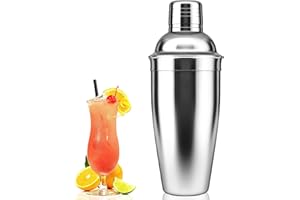 HUAMIRRA Cocktail Shaker, 750 ML Edelstahl Shaker, Schüttelbecher mit Eingebautem Sieb, Barkeeper Mixer Werkzeug für Cocktail Herstellung, für Familien, Bars, Weihnachten Party (Silbrig)