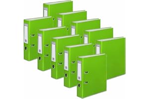 OFFICE CENTRE 10x Light Green A4 Large 75mm Lever Arch File Folder Metal Edge Strengthened Stationery Document Archive Paper Storage Office School Home Easy Filing System 15 Colour Coding Wide Spine